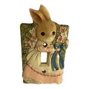 Single Wall Light Switch Cover Plate Bunny Rabbit in Pink Dress Takahashi Japan